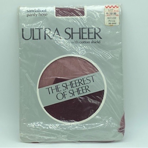 Vintage Ultra Sheer Sandlefoot Pantyhose w cotton shield burgundy color petite - Picture 3 of 9